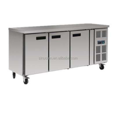 China Stainless Steel Commercial Restaurant Salad Bar Fridge Kitchen Worktop Under Counter Refrigerator for sale