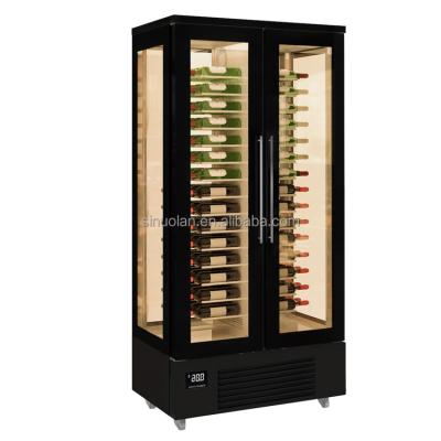 China El mejor refrigerador de vino de encargo de lujo con el LED que enciende el refrigerador de cristal de la botella del sótano de la bebida de la puerta del gabinete del refrigerador del refrigerador del vino en venta