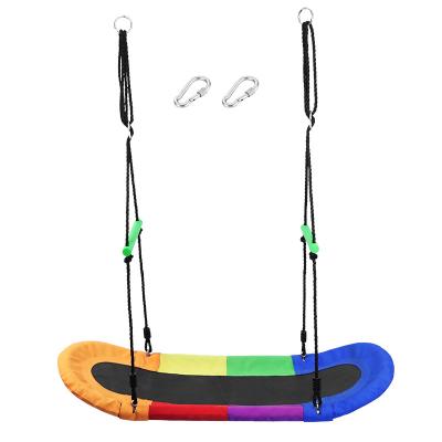 China Kids Adults Outdoor Flying Swings Pose Saucer Swing Surf Kids Indoor/Outdoor Giant Oval Platform Swing Mat Accessories Included Multi-Color Rainbow (Oval Surf Swing) for sale