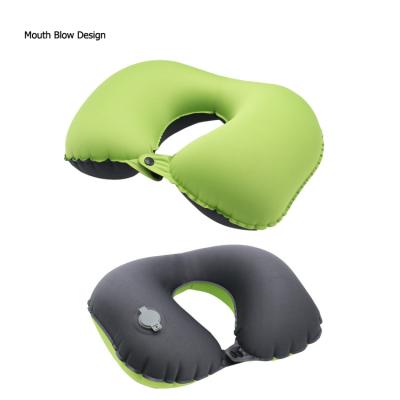 China Lightweight Inflatable Neck Pillow Anti-static U Shaped Blow Mouth Neck Pillow For Airplanes Travel Support Head Neck And Lumbar for sale