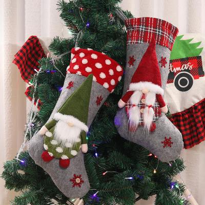 China Santa 3D Plush Christmas Tree Toys Candy Gift Bag Christmas Hanging Gift Package Christmas Stocking Decoration for sale