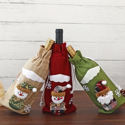 China Gift Package Wine Bottle Cover Christmas Wine Bottle Dress Wine Decoration Cover Gift Bags for Christmas and Party for sale