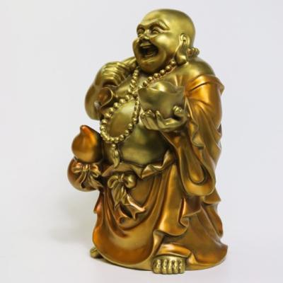 China Brass Laughing Money Bag China Buddha Carrying God Of Wealth Buddha Statue For Lucky And Happiness for sale