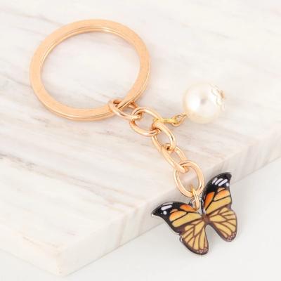 China New Colorful Enamel Butterfly Key Chain Insect Car Key Chains Accessories R020 Women Bag Accessories Jewelry Gifts for sale