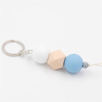 China 1pc Dropshipping Classic Multicolor Geometric With Wooden Beads Keychains For Bag Charms Wooden Jewelry for sale