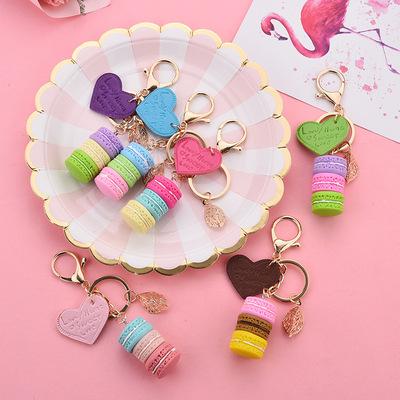 China R065 FASHIONABLE Women Harden Fashion French Pastries Key Chain Bag Charm Car Key Ring Wedding Party Cute Gift Jewelry for sale