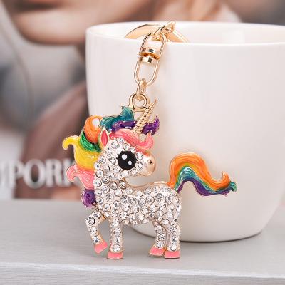 China z138 Valentines Day Crystal Key Chain Colorful Unicorn Key Chain Alloy Zinc Horse Keyring For Adults Kids for sale