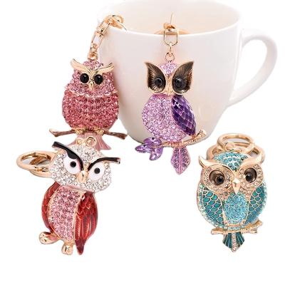 China New Hot Sale z225 Crystal Owl Series Alloy Keychain Female Bag Ornament Car Key Decoration Gift for sale