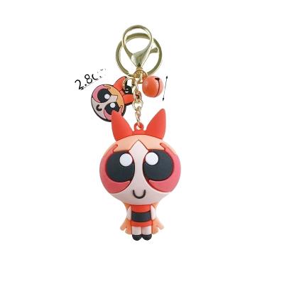 China Wholesale Creative Car Pendant z117Cartoon Powerpuff Bag Character Plastic Girl Keychain Cute Couple Key Chains Figure Key Chains for sale