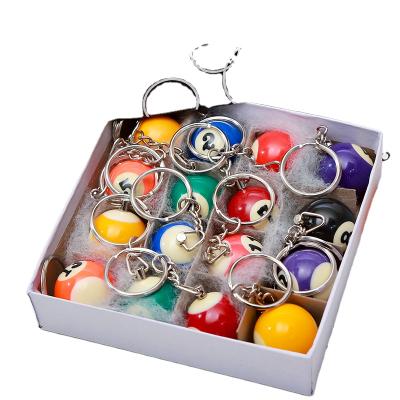 China z121 16pcs/set Plastic Colorful Billiards Mini Billiards Shaped Keyring Assorted Pool Small Ball Key Chain Creative Hanging Decorations for sale