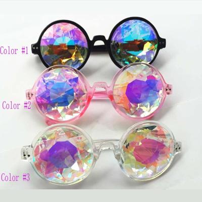 China L237 Round Kaleidoscope Sun Glasses Diffracted Colorful Holographic Sunglasses Women Party Retro Rave Festival L237 for sale