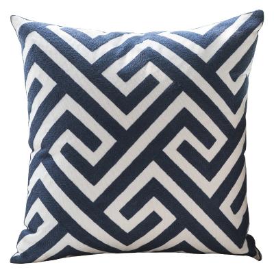 China Nordic Geometric Embroidery Anti-Static Canvas Home Decor Square Cotton Modern Design Pattern Pillow Cover Office Decorative Cushion for sale