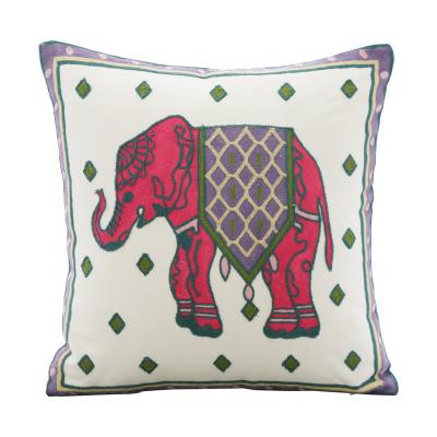 China Elephant Anti-static Home Animal Printing Design Textile Style Sofa Cushion Embroidered Decorative Ethnic Garden Cushion for sale