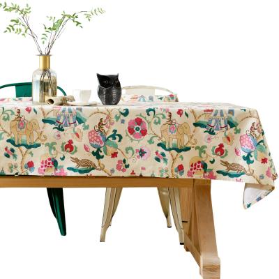 China European-style pure soft animal printed tablecloth cover waterproof cotton tablecloth rectangle tablecloth flowers for sale