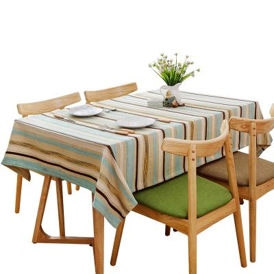 China Waterproof Luxury Tablecloths Nordic Fabric Striped Dining Polyester Wholesale Price Table Cloth for sale