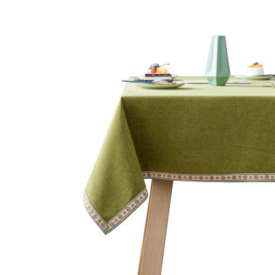 China Nordic Pure Waterproof Imitation Waterproof Canvas Rectangular Cotton Jacquard Tablecloth Color Christmas Table Cloth for sale