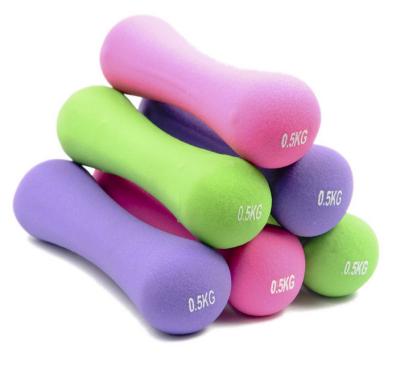 China Rubber Covered Dumbbell Women's Neoprene Dipping Dumbbell Gym Fitness Portable Colorful Bone Dumbbells for sale