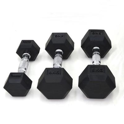 China Dumbbell Black Hex Plated Dumbbell for sale