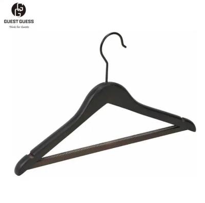 China Luxury Guest Guess 2023 Customized Luxury Hotel Black Color Clothes Hangers Wood Luxury Hangers Suit Hanger Wooden For Cloths for sale