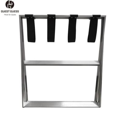 China Ultra sturdy & strong frame design Guest Guess Heavy-Duty Stainless Steelge Luggage Stand Folding Hotel Luggage Rack Foldable Hotel Bedroom Luggage Rack for sale