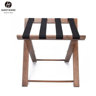 China Ultra slim design 2023 Place Luggage Compartment Compact Size Wooden Stand Folding Luggage Rack For Hotels Luggage Rack Hotel Bedroom for sale