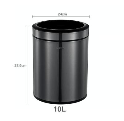 China Sustainable 10L Hot Sale Stainless Steel Trash Can Open Top Dustbin Double Waste Bin CK9904 Metallic Black for sale