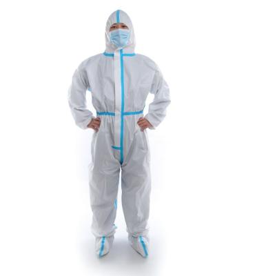 China OEM elastic white disposable cuff kit or PPE coveralls professional production isolation with 65gsm microporous coverall taped seams for sale