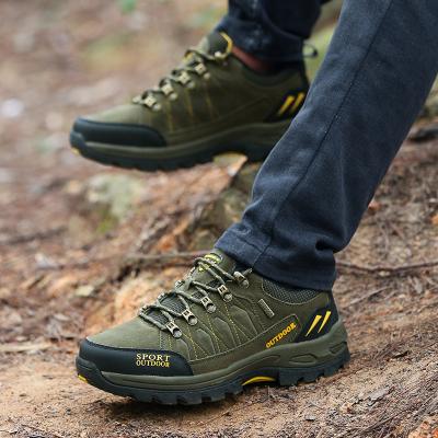 China Outdoor Shoes Wholesale OEM Outdoor Sport Lace Up Anti Slip Leather Hiking Climbing Men Boots Ankle Men Shoes for sale