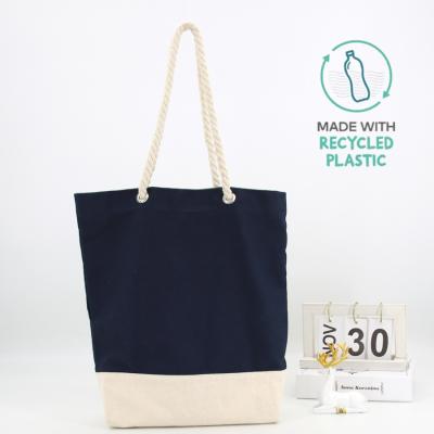 China Large fashion multifunctional popular lady latest canvas tote beach canvas bag with cotton twisted handle for sale