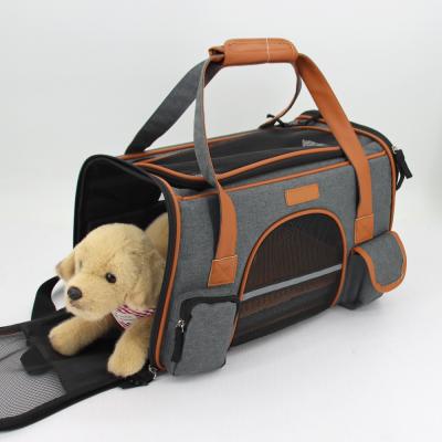 China Cat Travel Bag Puppy High Quality Breathable With Soft Sided Pet Tote Carriers Dog Airline Bag Carrier Approved for sale