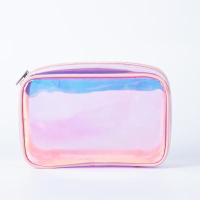 China New Trendy Fashion Laser Bag Travel Organizer Waterproof TPU Transparent Cosmetic Holographic Makeup Bag for sale