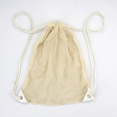 China Fashion Heavy Duty Cotton Mesh Draw String Packaging Storage Bag Mesh Drawstring Bag for sale