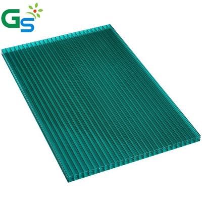 China Raw Material Price Green Color 10mm Polycarbonate Plastic Multi-layer Hollow Sheet For Greenhouse for sale