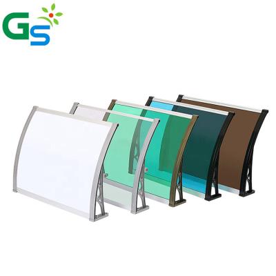 China Guansu factory price oem customized 150*150cm diy easy install door window canopy aluminum polycarbonate hollow sheet awning for sale