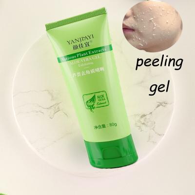 China Organic Moisturizer Private Label Skin Peeling Cleansing Gel Whitening Aloe Vera Exfoliating Gel Face Scrub for sale