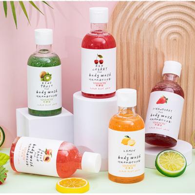 China Exfoliator OEM OBM ODM Fruit Dead Skin Removal Body Wash Soft Cleaning Exfoliating Scrub Body Shower Cleansing Gel for sale