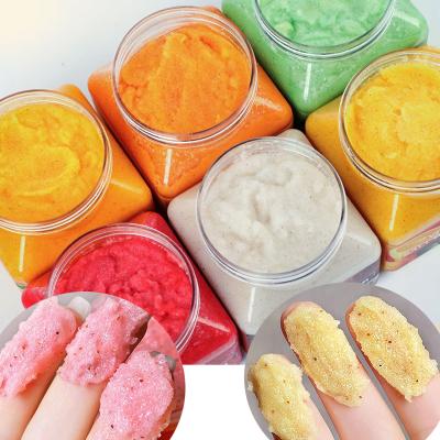 China Exfoliator Custom Tags Fruit Strawberry Avocado Organic Turmeric Moisturizing Sea Salt Exfoliate Whitening Face And Body Scrub for sale