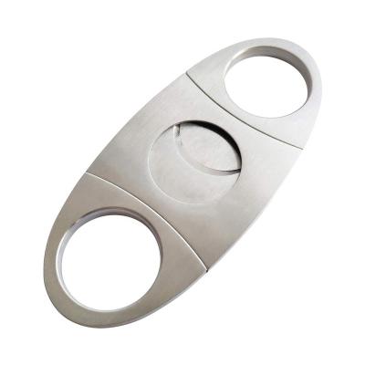 China Stainless Steel Minimalist Double Guillotine Blade Smooth Cut Cigar Cutter for sale