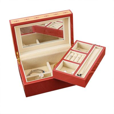 China Who respects the environment; High-end; Company ; Can use very long time; FUREN Wholesale Hot-selling environmental custom made wooden jewelry box piano lacquer surface red jewelry box for sale