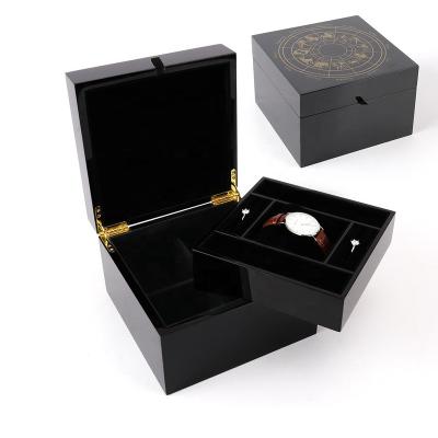 China Who respects the environment; High-end; Company ; Can use very long time; FUREN Environmental Custom Decorative Pattern Velvet Jewelry Storage Box Black Square Liner Custom Jewelry Box for sale