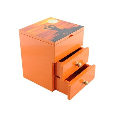 China Who respects the environment; High-end; Company ; Can use very long time; FUREN MDF Environmental Glossy Painting Customized Jewelry Storage Box With Drawers for sale