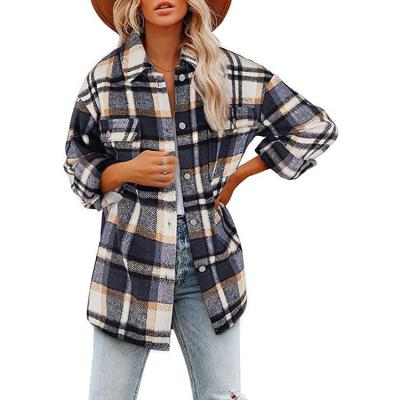 China Breathable Women Fashion Gear Plus Size Check Shirt Fall Winter Ladies Casual Plaid Coat for sale