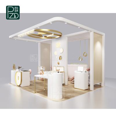 China Excellent workmanship newest design store fixture for cosmetic mall display kiosk booth design for makeup for sale