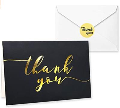 China Decorative Sticker 100 Pcs Thank You Card With Envelopes Wedding Anniversary Business Graduation Card And Gold Hot Stamping 4*6 Inch for sale