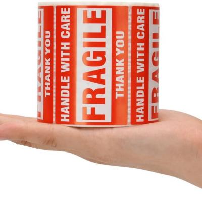 China Sticker Handle Red Fragile Warning Stickers For Safe Shipping Packaging With Large Clear Font Text And Strong Adhesive Backing for sale