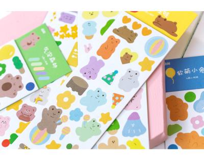 China Waterproof Cute Cartoon Diary Sticker Album Decorative Calendar Kiss Cut Adhesive Kids Sticker Sheet for sale