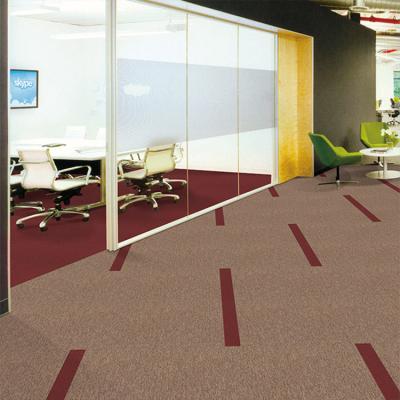 China Stain Resistant Fire Resistance PP Varnish Commercial Office Floor Carpet Tiles With PVC Backing for sale