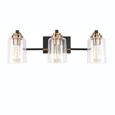 China Modern Bathroom Vanity Lamp Brushed Matt Black Nickel Chrome Finish Wall Mounted Vanity Light Fixture With White Glass Shade for sale