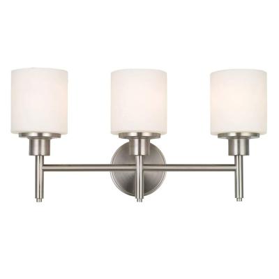 China Modern Nickel Finish Warm Brushed Alabaster Frosted Glass Bathroom Vanity Light Wall Sconce 3 for sale