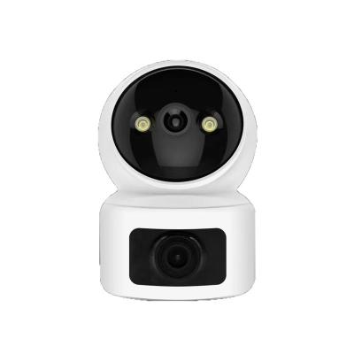 China Newest Arrival NIGHT VISION Hd Dual Lens Baby Monitor Indoor Camera Mini Wifi Camera Auto Tracking Wireless Multiple Lens Security Camera for sale